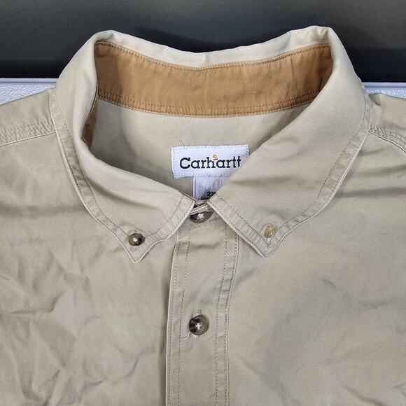 Vintage Carhartt Foreman Shirt XXL Tan Workwear Relaxed Outdoors Heavy Grunge - Picture 3 of 15